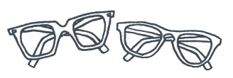 two pairs of glasses folded side by side in illustrated style