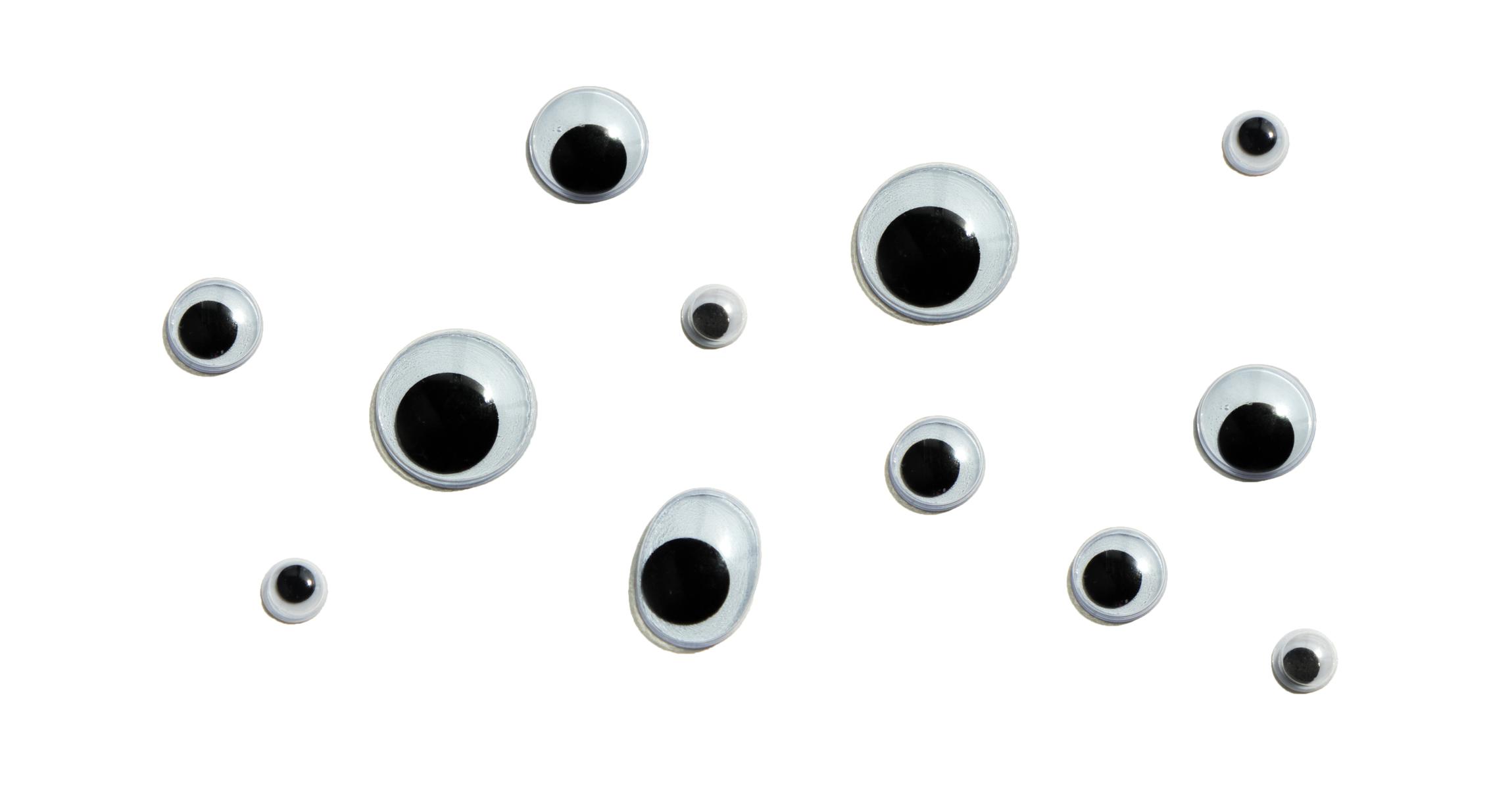 Googly eyes on a white background