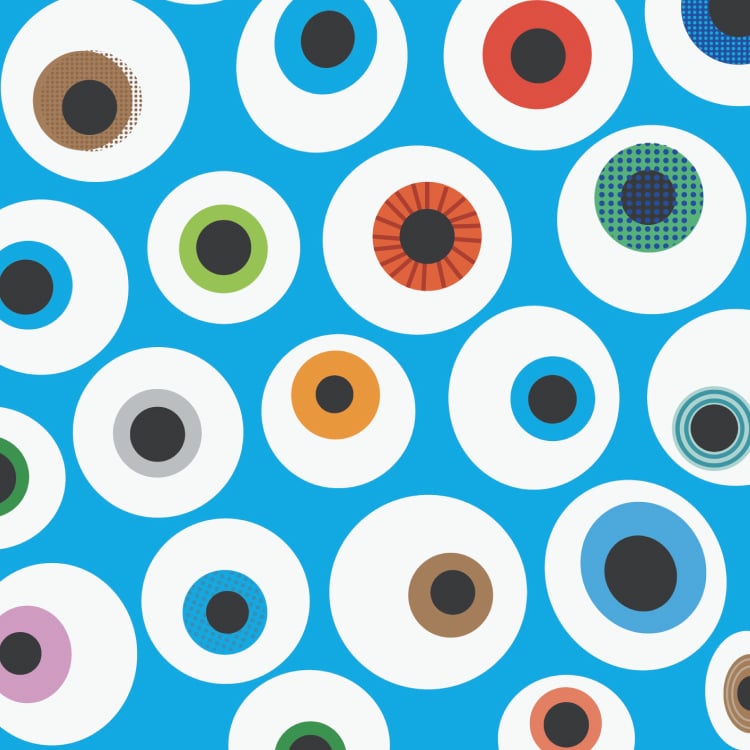 Stylized eyeballs on a blue background