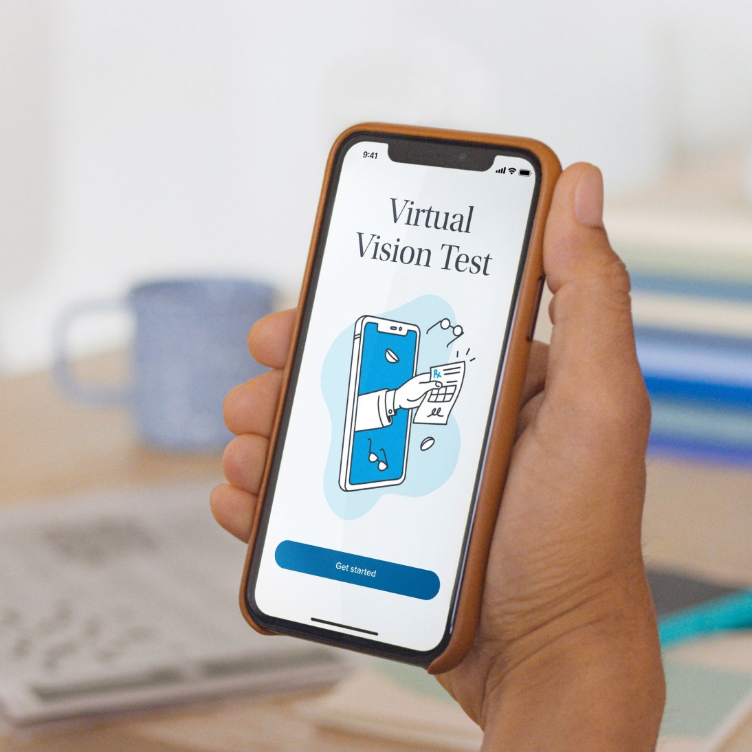 Virtual vision test displayed on a smartphone