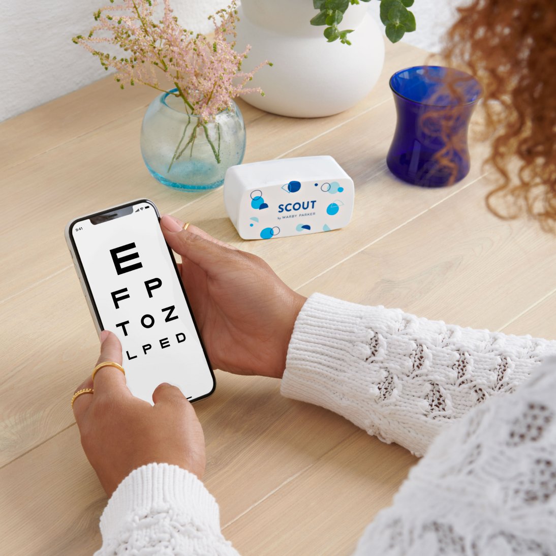 Eye exam chart displayed on a smartphone