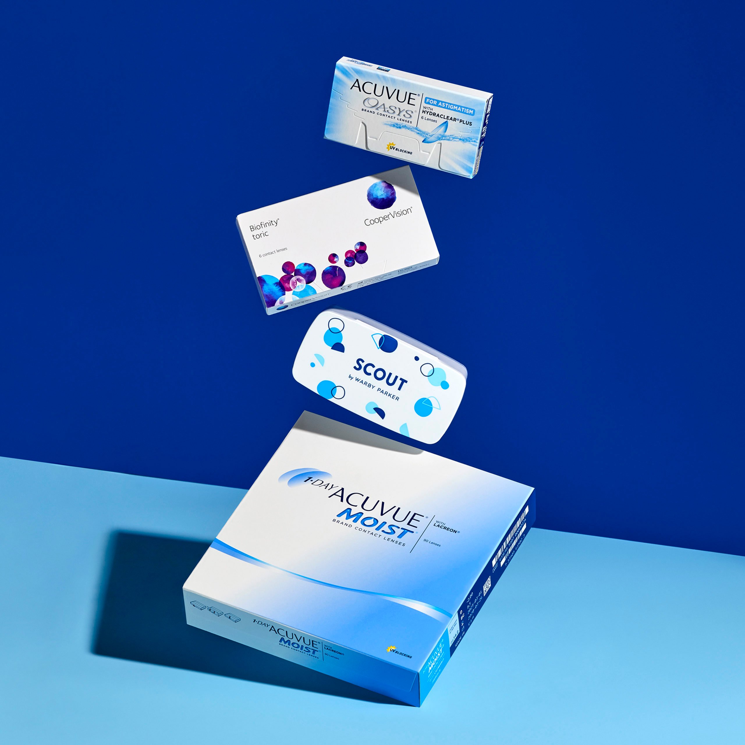 boxes of different contact lens brands