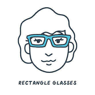 Animated gif of different styles of glasses on an illustration of a round face