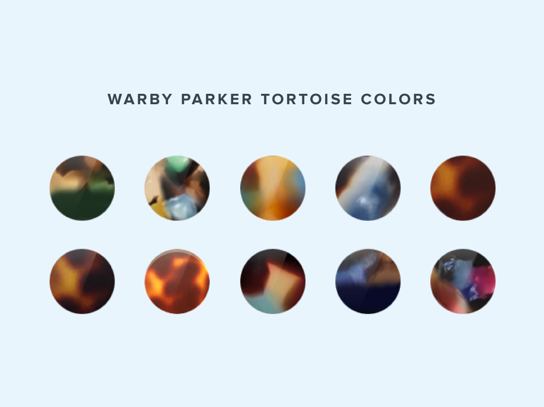 Swatches of Warby Parker tortoise colors