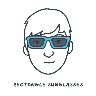 An oval face wearing different styles of sunglasses