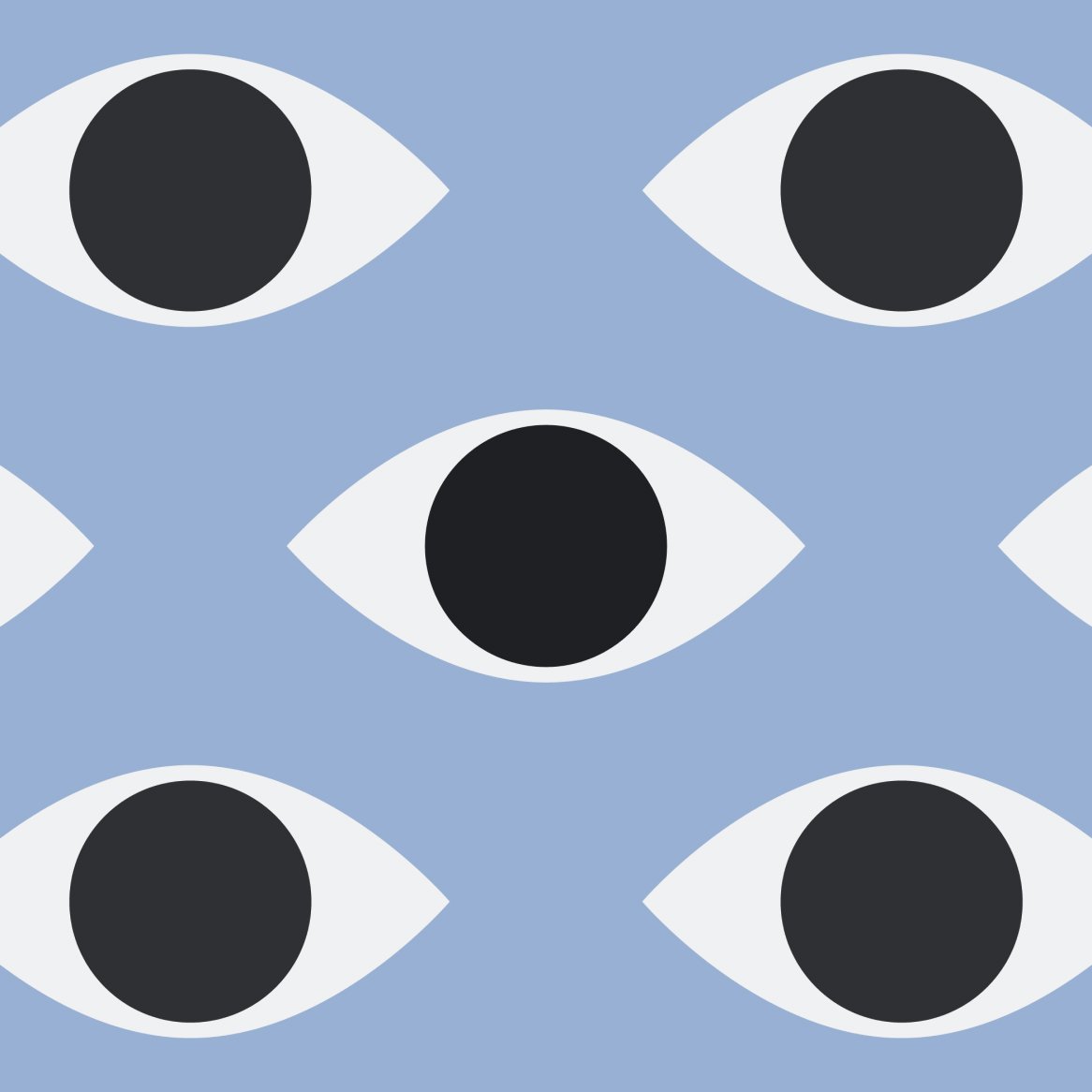 Artwork showing eyes on a blue background