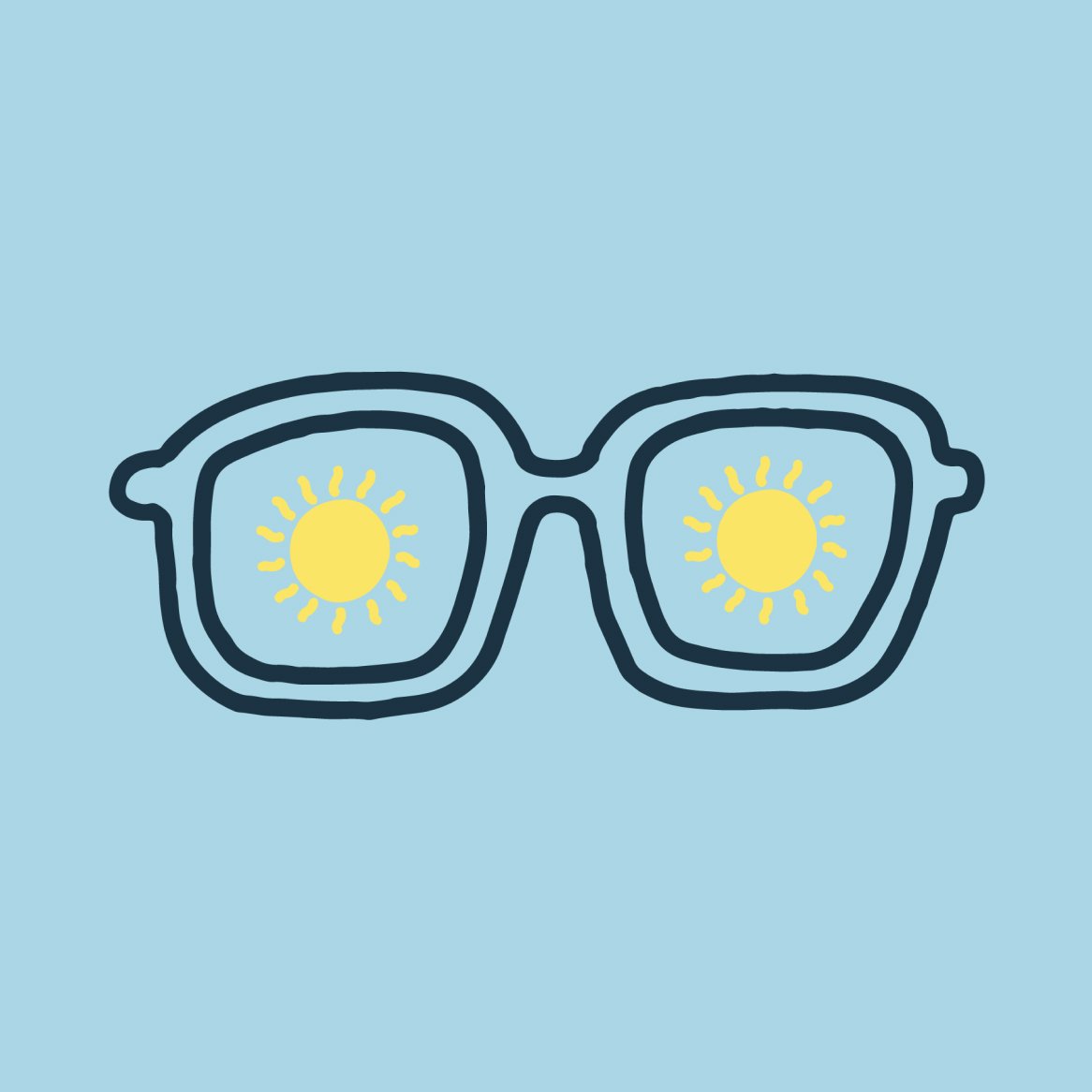 Illustration of a pair of glasses looking at the sun