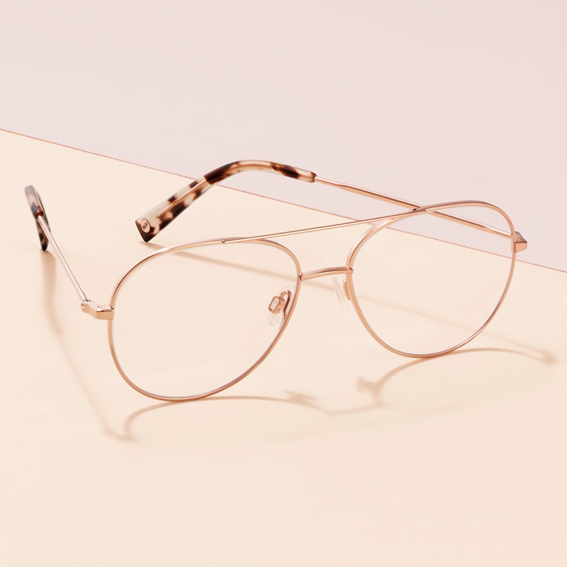 A pair of aviator-style eyeglasses