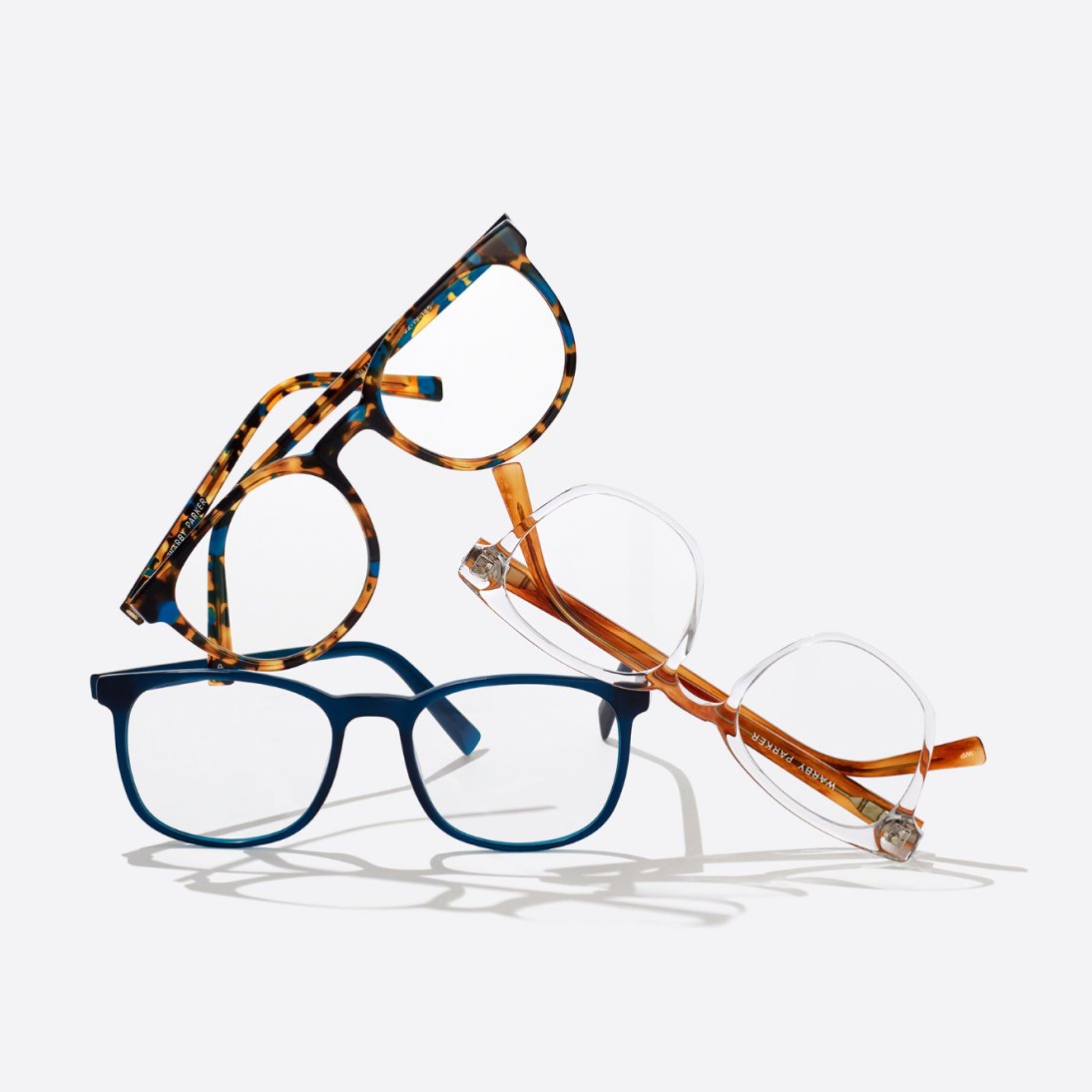 image of three pairs of glasses stacked