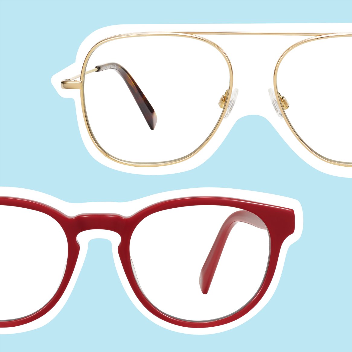 Image featuring two vintage 70's eyeglass styles