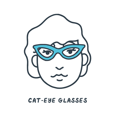 An illustrated GIF featuring popular 80s eyeglass styles