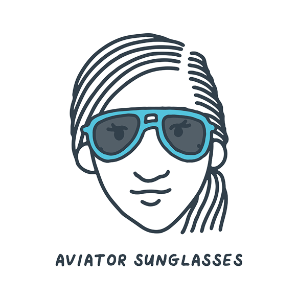 An animated GIF showing popular 80s sunglass styles