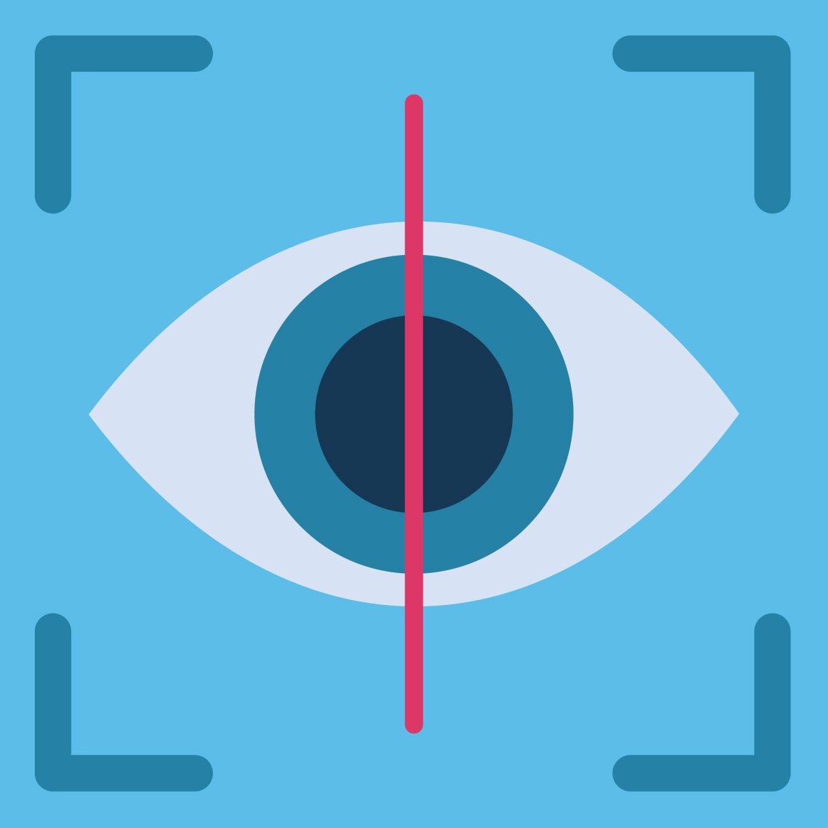 Illustration of an eye being scanned for retinal imaging